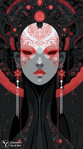 Загадочная красавица в чернильном узоре: иллюстрация фэнтезийного мира. Генерация из нейросети Миджорни