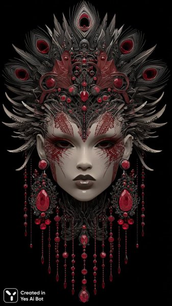 Драматичный макияж в стиле темного фэнтези с венком и украшениями. Изображение из нейронной сети Миджорни