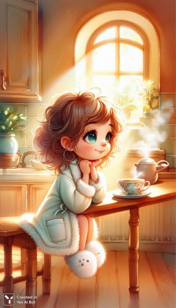 Утреннее уединение: чай и мечты о будущем. Картинка из нейронной сети Dalle