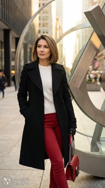 Элегантность в городском ритме: стильный образ и современное искусство. Изображение из нейросети NanoBanana