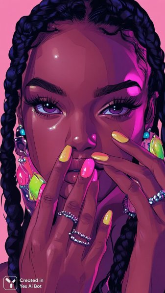 Неоновая фантазия: яркий образ с африканскими корнями и глянцевым шиком. Генерация из нейросети Midjourney