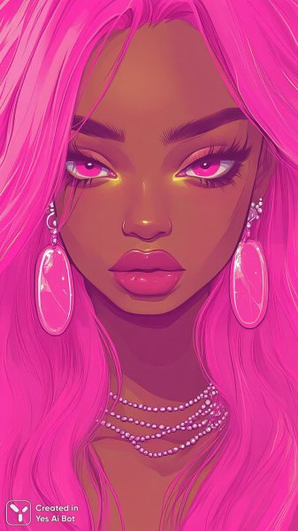 Розовый блеск и дерзкий стиль: портрет в неоновом свете. Картинка из нейронной сети Midjourney