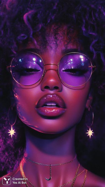 Яркий образ современной девушки с афрокосичками и смелым макияжем в стиле фэнтези. Изображение из нейросети Midjourney