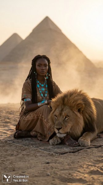 Волшебная встреча в древнем царстве пирамид и льва. Нейронная сеть Нано Банана