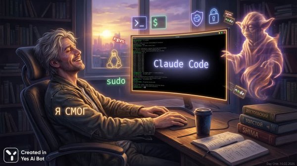 Триумф программиста: рассвет цифровой эпохи и победа над кодом. Картинка из нейронной сети Нано Банана