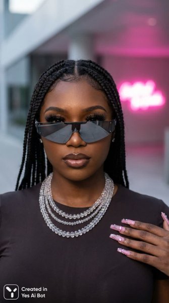 Яркая красотка в неоновом свете: гламур и футуристический стиль. Изображение из нейросети Nano Banana