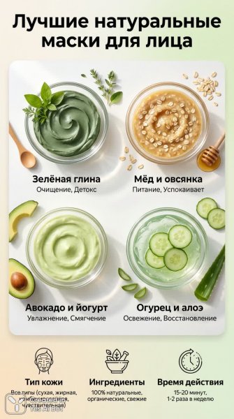 Натуральные маски для лица: красота и свежесть в домашних условиях. Нейросеть Nano Banana