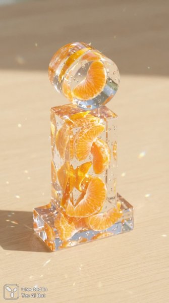 Апельсины в стеклянной букве i: освежающий и сочный летний десерт. Генерация из нейронной сети Nano-Banana