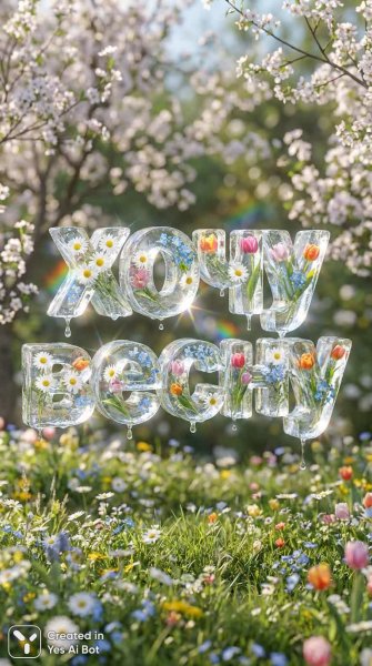 Хрустальное послание весны с яркими цветами и солнечным сиянием. Изображение из нейронной сети Nano-Banana