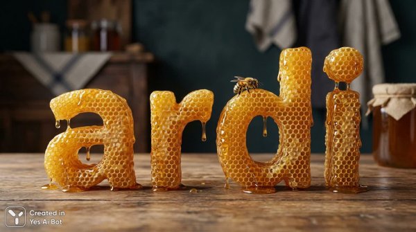 Пчелиные буквы в медовом великолепии 8k UHD. Нейронная сеть Нано Банана