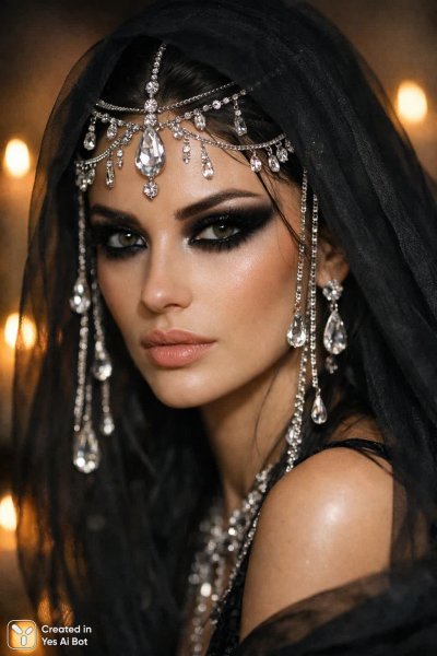 Загадочная красота: мистический портрет в свете свечей и серебра. Картинка из нейросети Sora