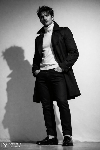 Стильный черно-белый портрет в классическом образе. Нейросеть Sora Ai Images