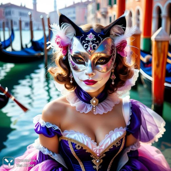 Венецианский карнавал: кошачья грация в стиле XVII века. Генерация из нейронной сети Stable Diffusion