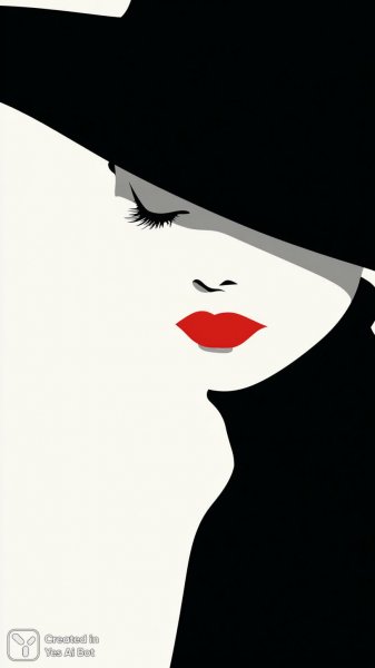 Элегантный силуэт: минимализм и красный акцент в векторной графике. Генерация из нейронной сети Midjourney