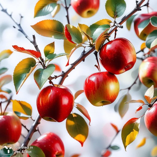 Акварельные яблоки: осенняя нежность в стиле Любимова. Генерация из нейронной сети Stable Diffusion