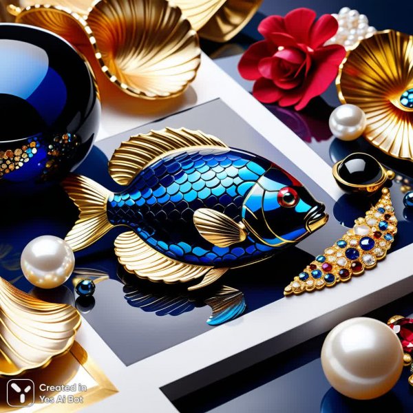 Роскошная мозаика: цветные камни и дивная морская фантазия. Изображение из нейронной сети Stable Diffusion