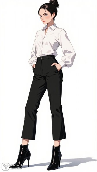 Элегантность и уверенность: стильный образ высокой моды. Картинка из нейросети Flux 1