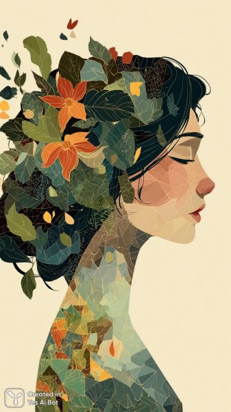 Девушка с цветами на фоне фиолетового рассвета. Нейросеть Миджорни