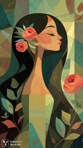 Нежность цветов и женская красота: артистичная иллюстрация в мягком свете. Генерация из нейронной сети Midjourney