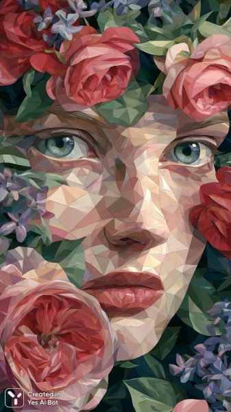 Нежность в каждом лепестке: портрет с цветочным великолепием и мягким светом. Нейронная сеть Миджорни