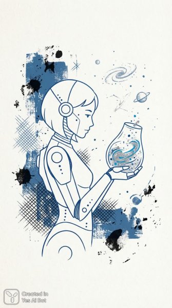 Кибердевочка и звездная пыль в гранжевой вселенной. Генерация из нейросети Nano-Banana