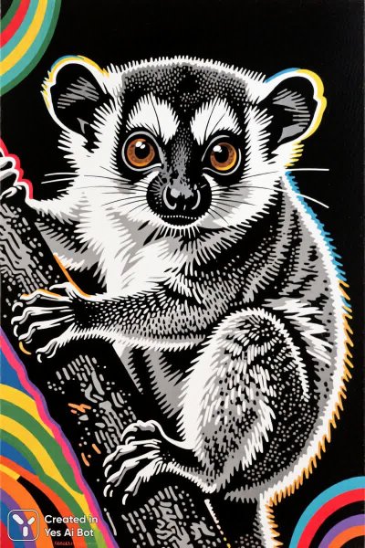 Тарсиер: детализированный портрет в стиле гиперреализма и черно-белой фотографии. Изображение из нейросети Qwen Ai Images