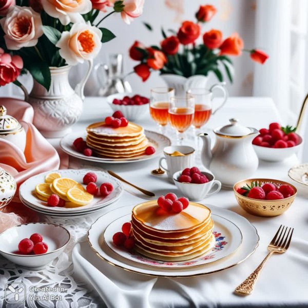 Масленичное изобилие: красочный натюрморт в акварельной технике. Генерация из нейронной сети Stable Diffusion