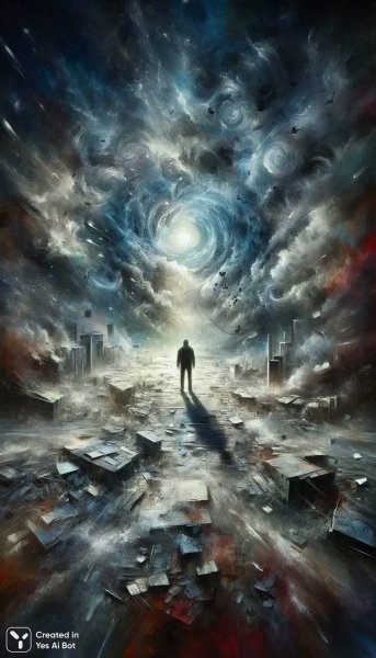 Мрачная реальность: потерянный мир в стиле Джоунса и Макманаса. Изображение из нейронной сети Dalle