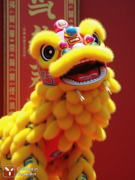 Яркий китайский танец львов: традиции и красочные детали культурного наследия. Генерация из нейронной сети Flux 1