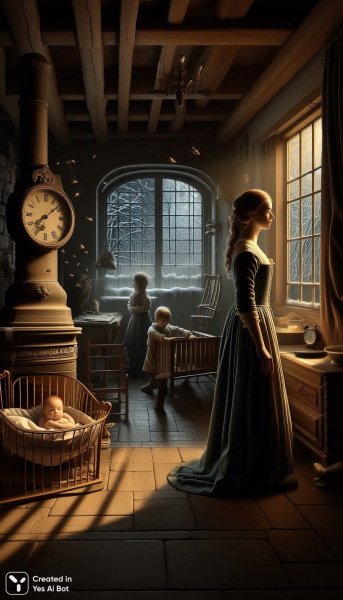 Немая сцена: тишина и ужас в застывшем мгновении времени. Картинка из нейросети Dalle-3