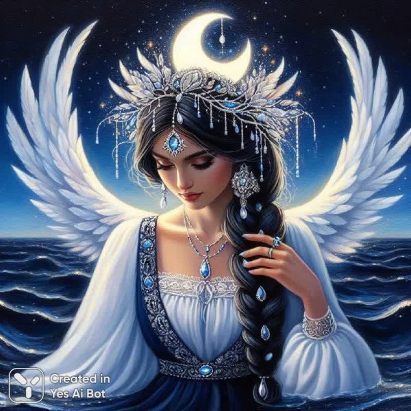 Морская нимфа и лунный свет: завораживающая акриловая картина. Нейронная сеть Dalle 3