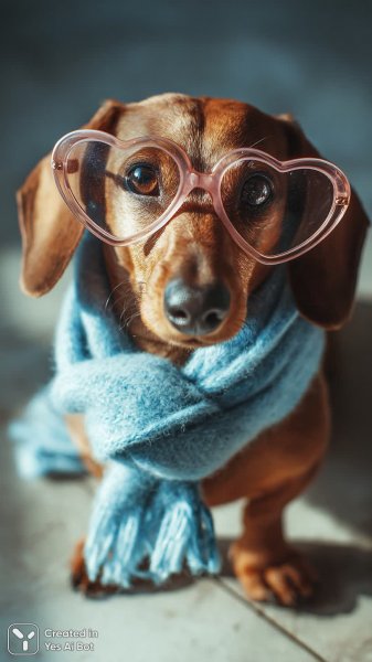 Игривый далматинец в розовых очках и голубом шарфе на ярком фоне. Картинка из нейросети Миджорни