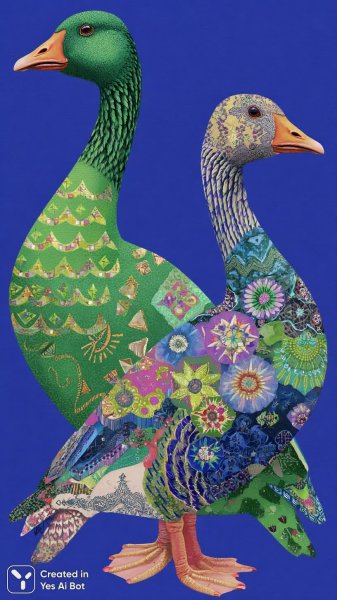 Яркие утки: геометрия и цветы в неожиданном сочетании. Нейронная сеть Миджорни