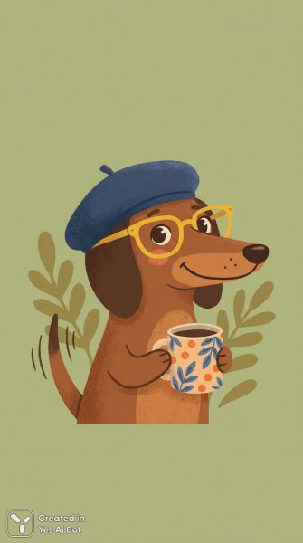 Весёлый такса в берете: мода и детали иллюстрации. Картинка из нейросети Нано Банана
