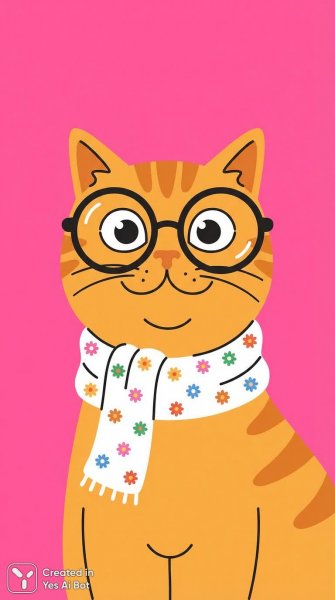 Рыжий кот в очках: весеннее настроение и яркий фон. Нейросеть Nano-Banana