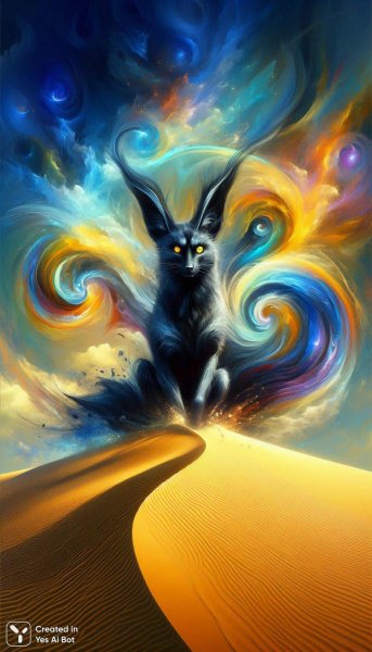 Таинственный зверь пустынных ветров и мистическая сила древних легенд. Изображение из нейросети Dalle-3