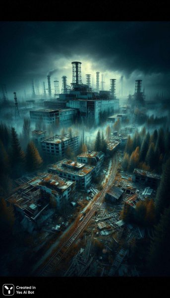 Чернобыльская зона: апокалиптическая картина обреченности и потусторонней красоты. Генерация из нейросети Dalle