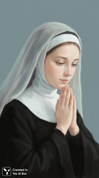 Молодая монахиня в молитве: нежность веры и тихая красота души. Нейронная сеть Nano-Banana