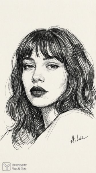 Портрет женщины карандашом в стиле минимализма. Изображение из нейросети Nano-Banana