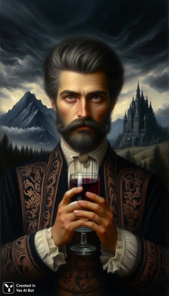 Мрачный портрет кавказца: готический фольклор и отблески света. Нейросеть Dalle