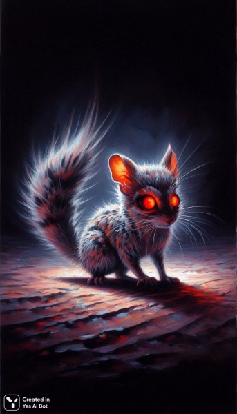 Таинственный песчаный тушканчик с красными глазами в ночной тишине. Генерация из нейросети Dalle