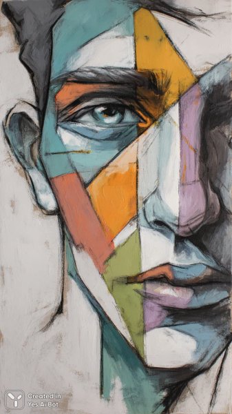 Геометрический портрет в пастельных тонах и минималистичном стиле. Картинка из нейронной сети Midjourney