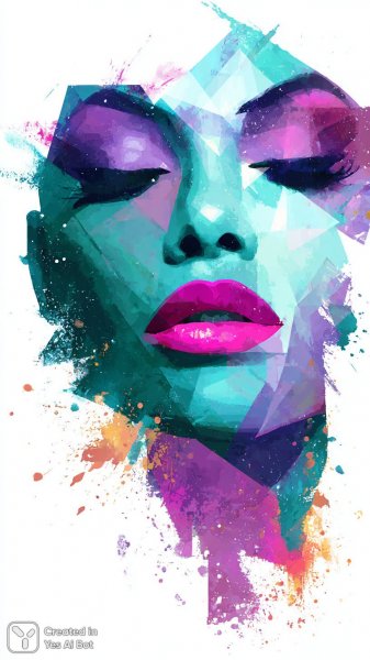 Яркий портрет женщины с необычным макияжем и красочными акцентами. Нейросеть Миджорни