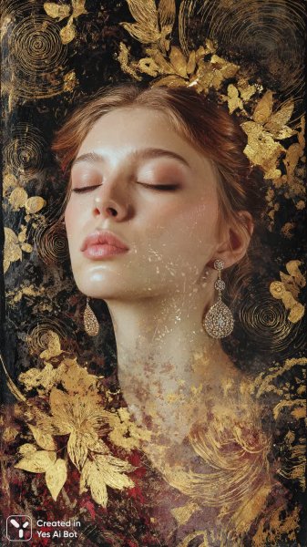 Изысканный портрет в индиго и золоте: спокойствие и роскошь природы. Нейронная сеть Midjourney