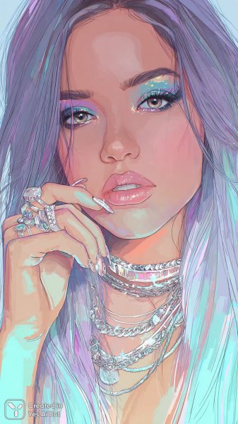 Яркий образ: мода, красота и неоновый блеск в портретной съемке студийного качества. Картинка из нейронной сети Миджорни