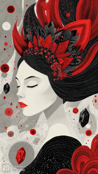 Загадочная красавица в экстравагантном образе и причудливом головном уборе. Генерация из нейросети Миджорни