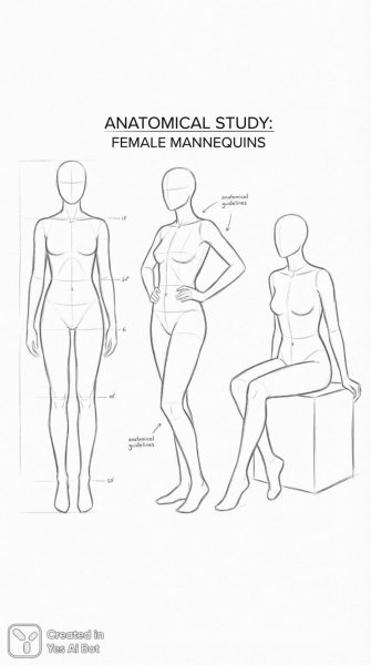 Анатомическое исследование: три манекена в минималистичном стиле на белом фоне. Генерация из нейросети Nano Banana
