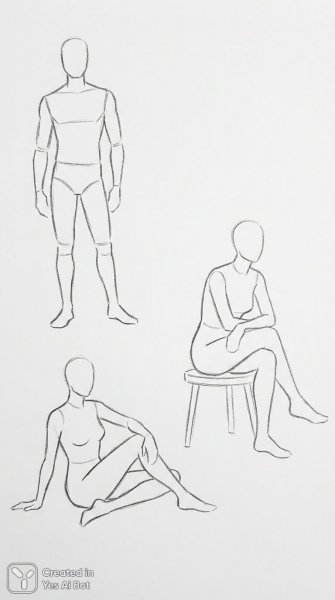 Стилизованные эскизы серых фигур без лиц. Картинка из нейросети Nano Banana