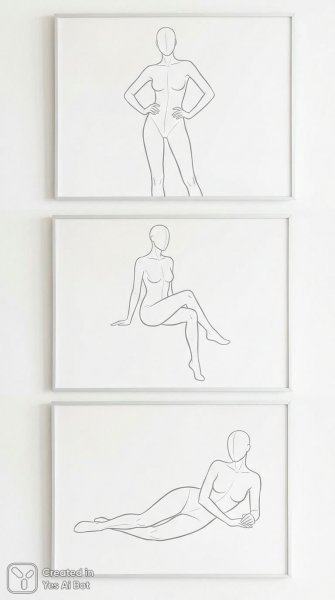 Иллюстрации женских фигур: минимализм и пропорции в графике. Картинка из нейронной сети Nano Banana