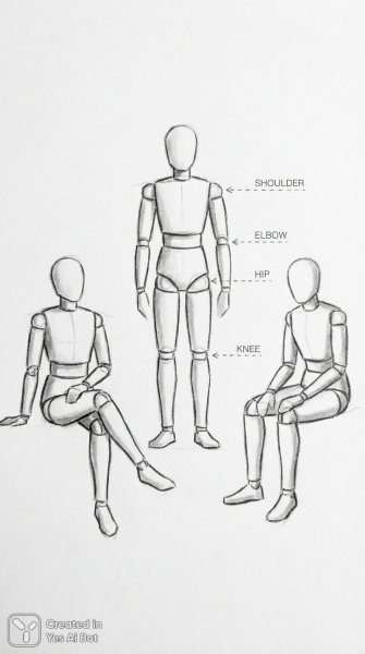 Три манекена: анатомия в минималистичном стиле и монохромной гамме. Картинка из нейросети Nano-Banana